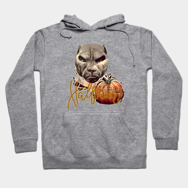 pitbull dog halloween Hoodie by Greenmillion